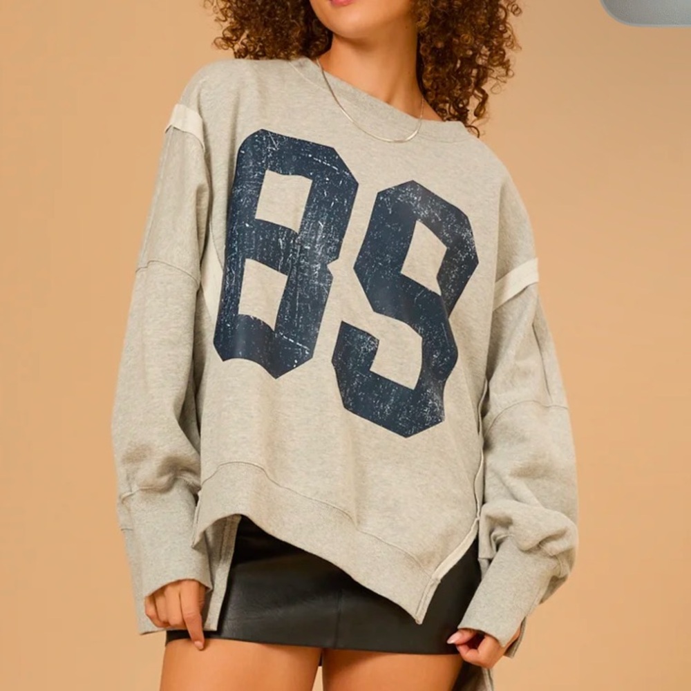 Altar'd State Gray Athletic '89 Graphic Pullover Sweatshirt